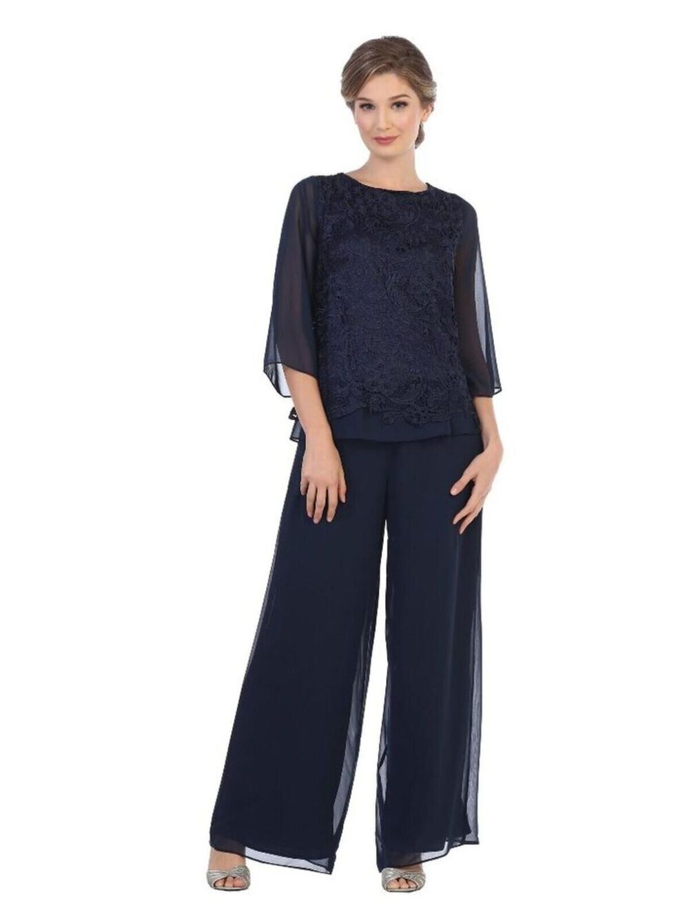 Eva USA 3289 Ladies Formal Pant Suit Set-SIZE S - NAVY BLUE-New With Tags